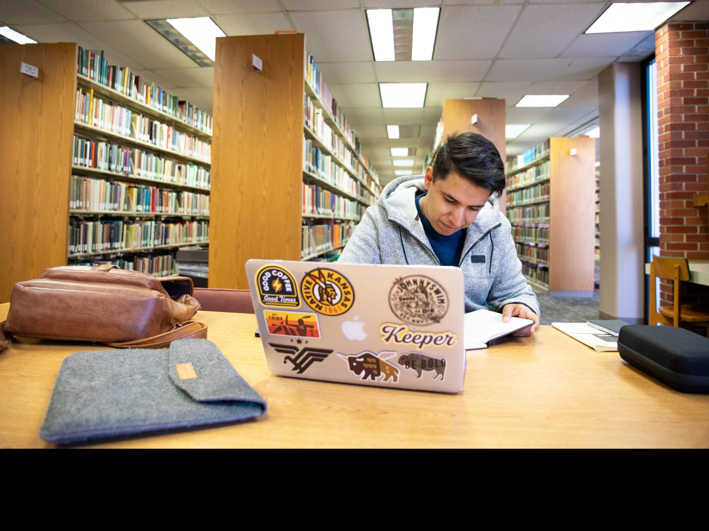 Student on a laptop.