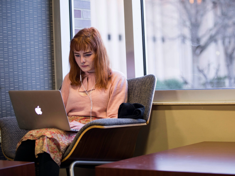 Student on a laptop.