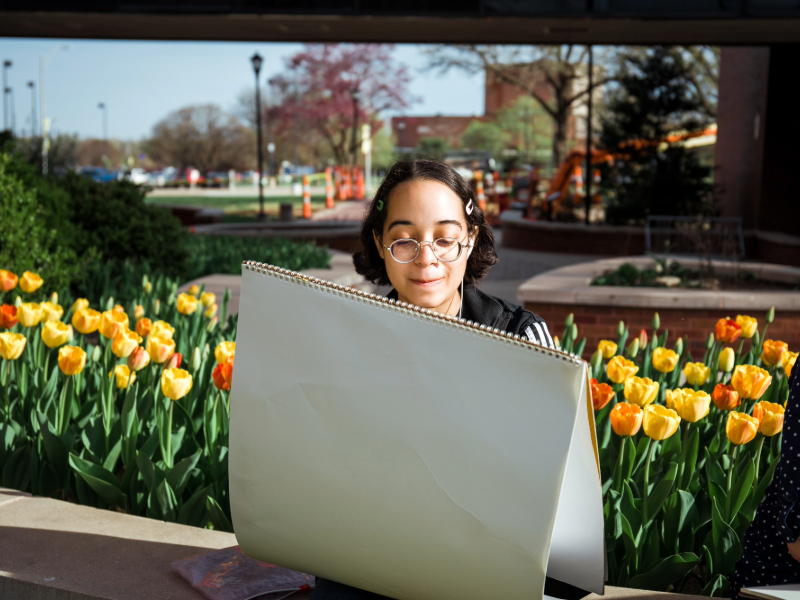 Drawing class student
