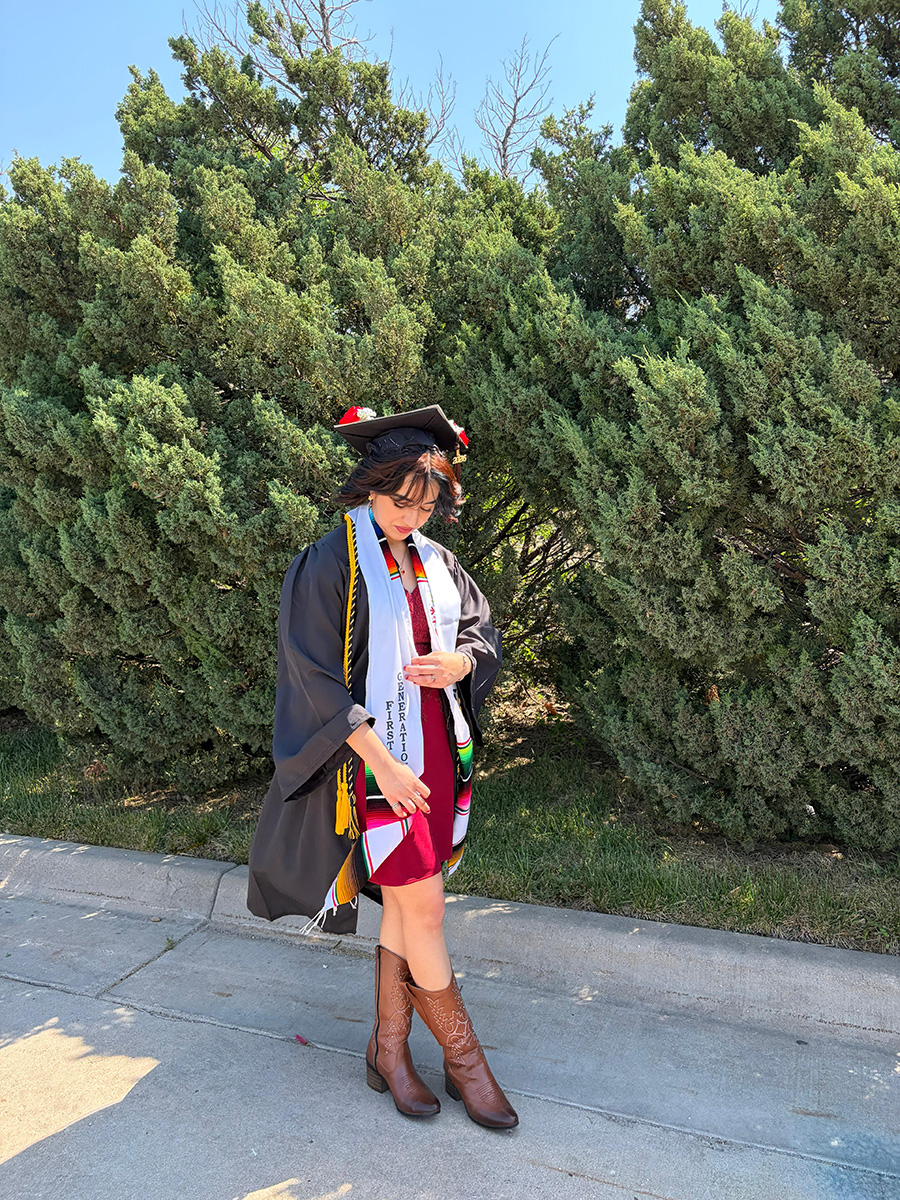 Yasmin Plascencia in her graduation gown.