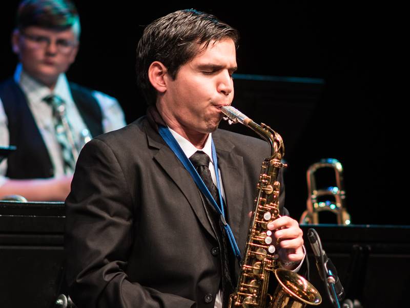 Saxophone player performing Jazz
