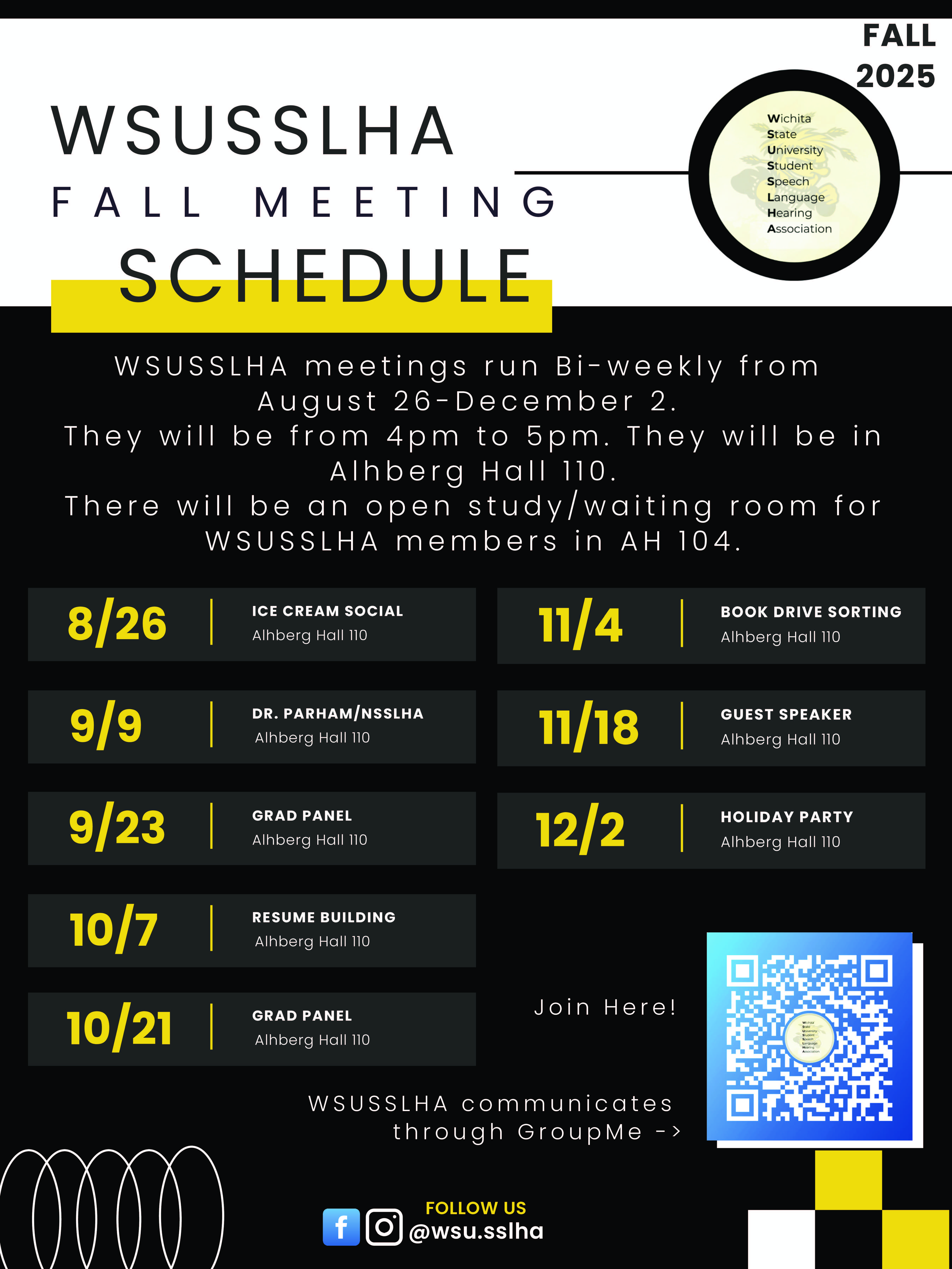FALL 2025 WSUSSLHA SCHEDULE FALL 2025 WSUSSLHA SCHEDULE