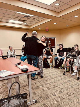 Student dancing with senior resident Student dancing with senior resident