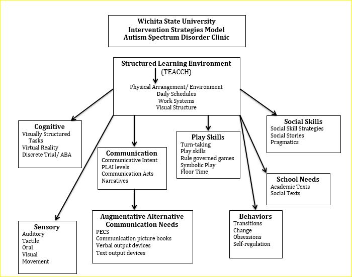 Wichita State University Intervention Strategies Model Autism Spectrum Disorder Clinic development flowchart