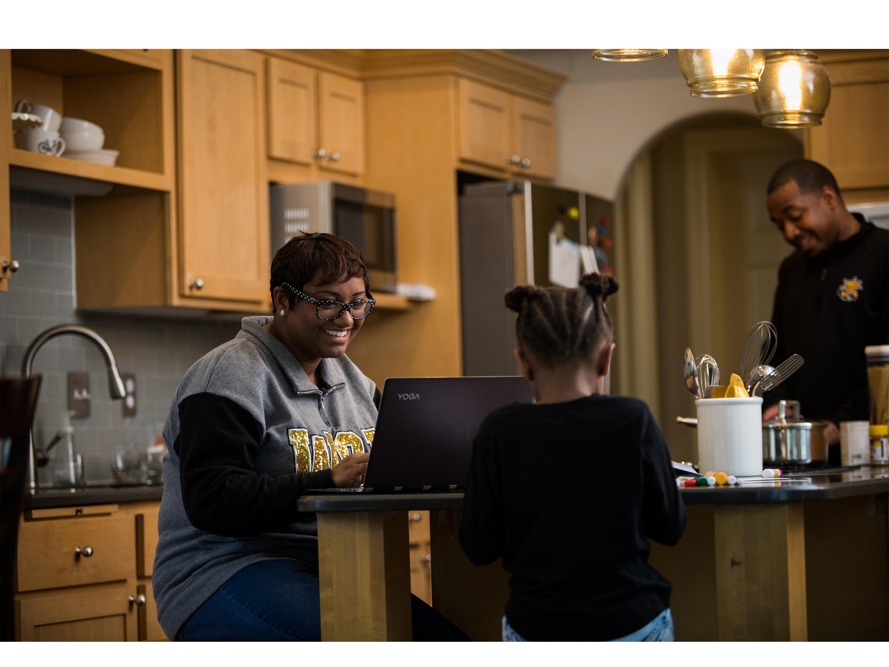 woman working at home on computer