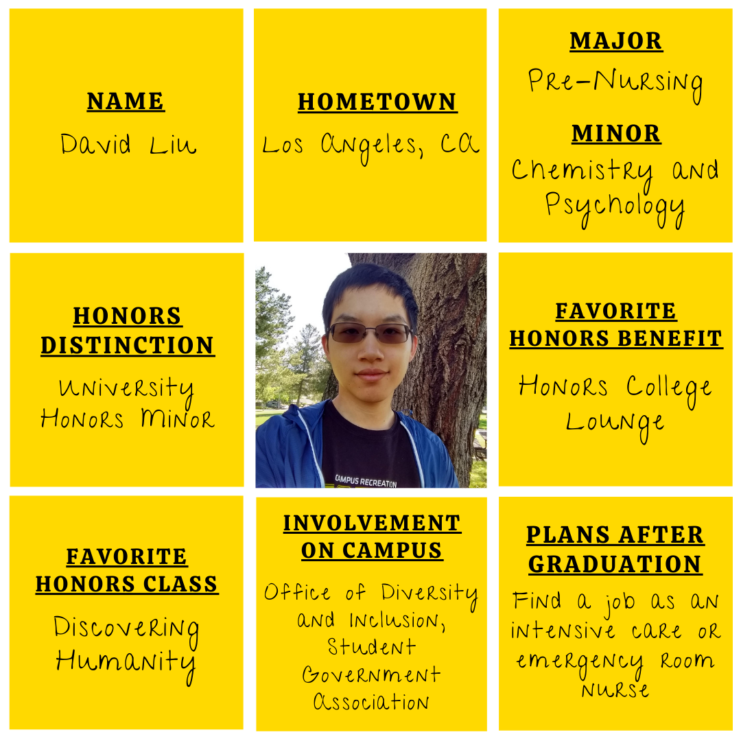 Photo of student with info about him