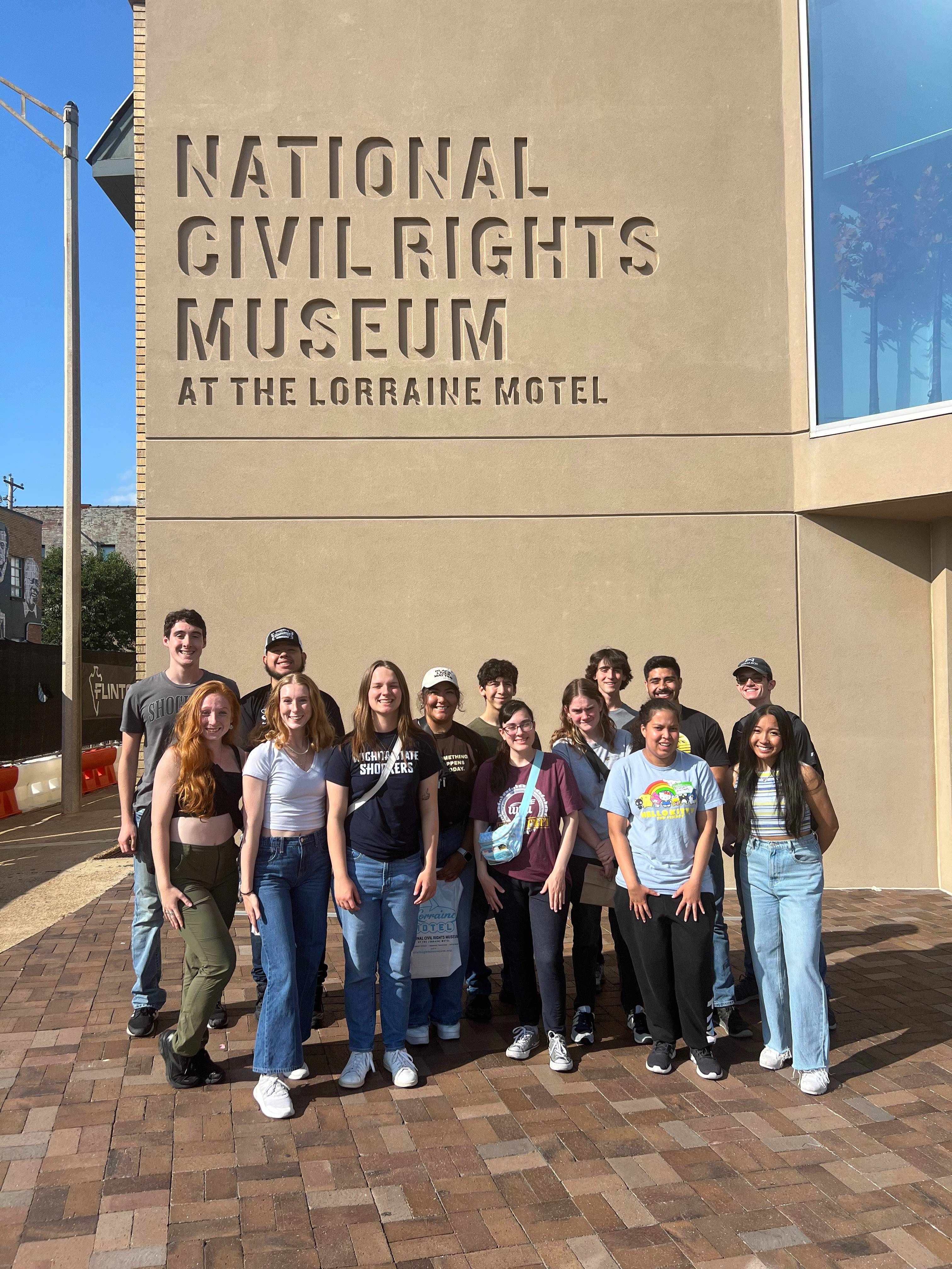 Students in Memphis in front of the National Civil Rights Museum