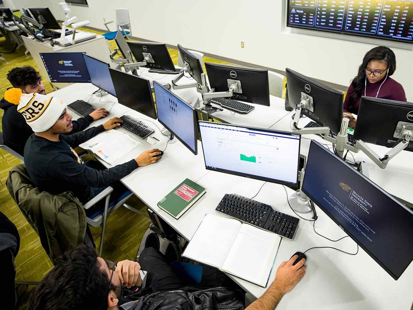 Students work in the Koch Trading Center