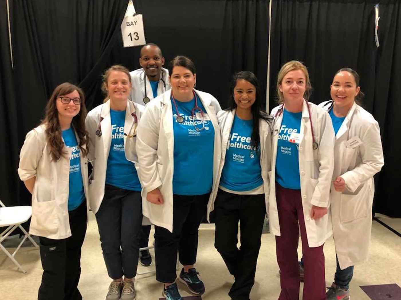 Students in the School of Nursing get hands-on experience providing a day of free health care to patients with little or no health insurance.