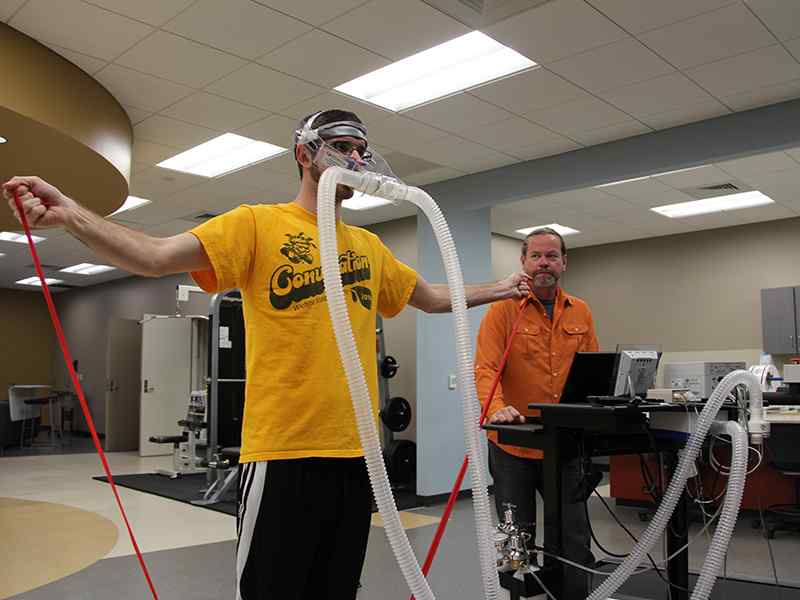 Exercise Science students performing a test in the Human Performance lab.