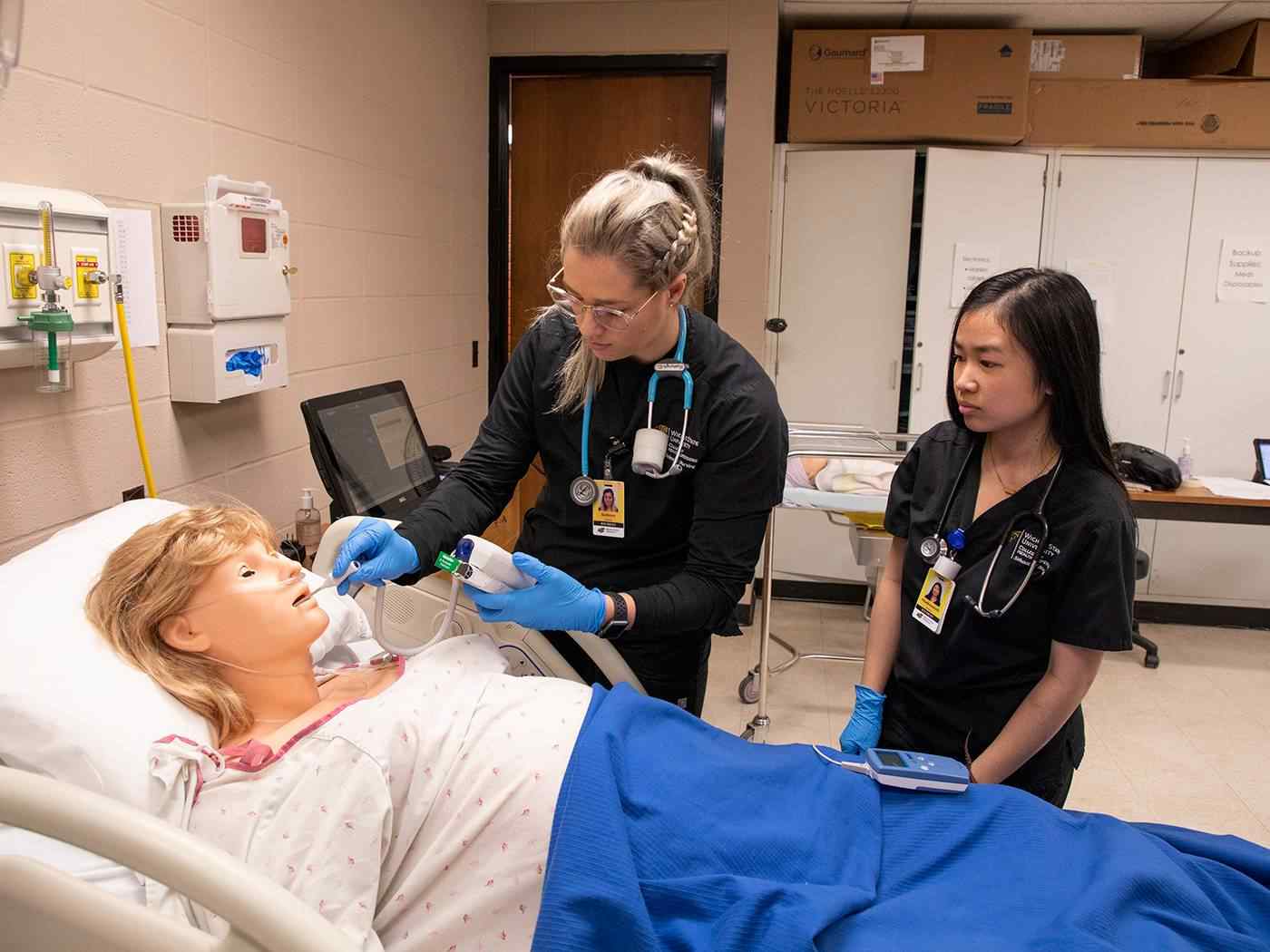 Nursing students receive an interactive experience with state-of-the-art simulation mannequins in a realistic and safe environment.