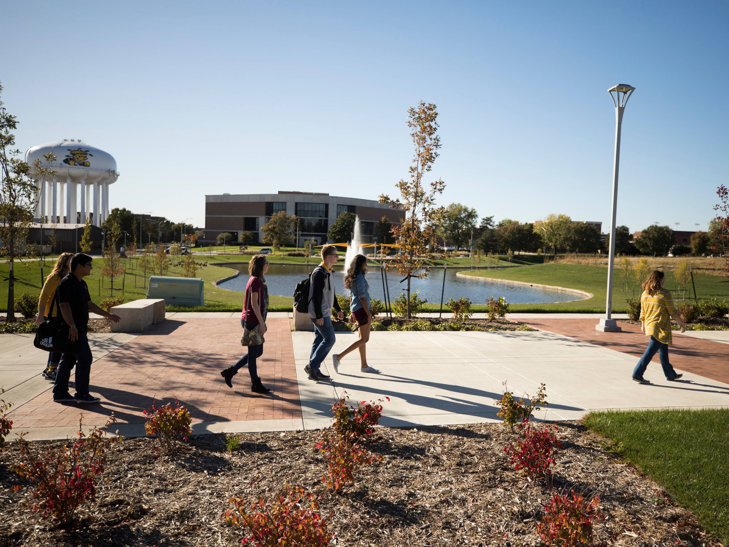 Shocker students walking on campus
