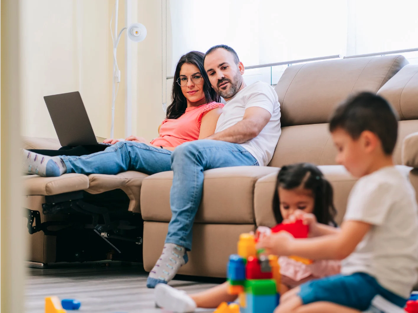 Family in the living room