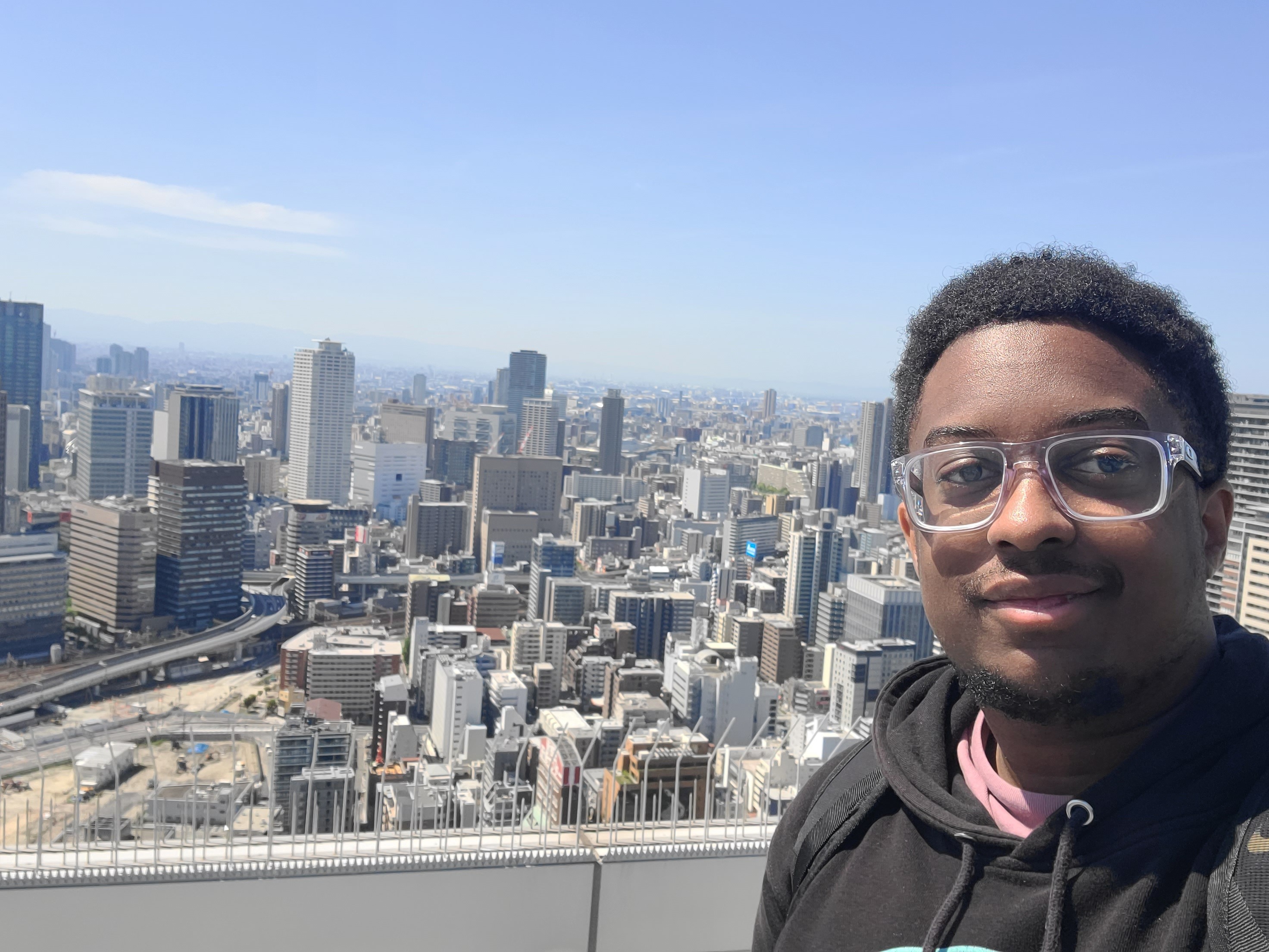 Student with skyline