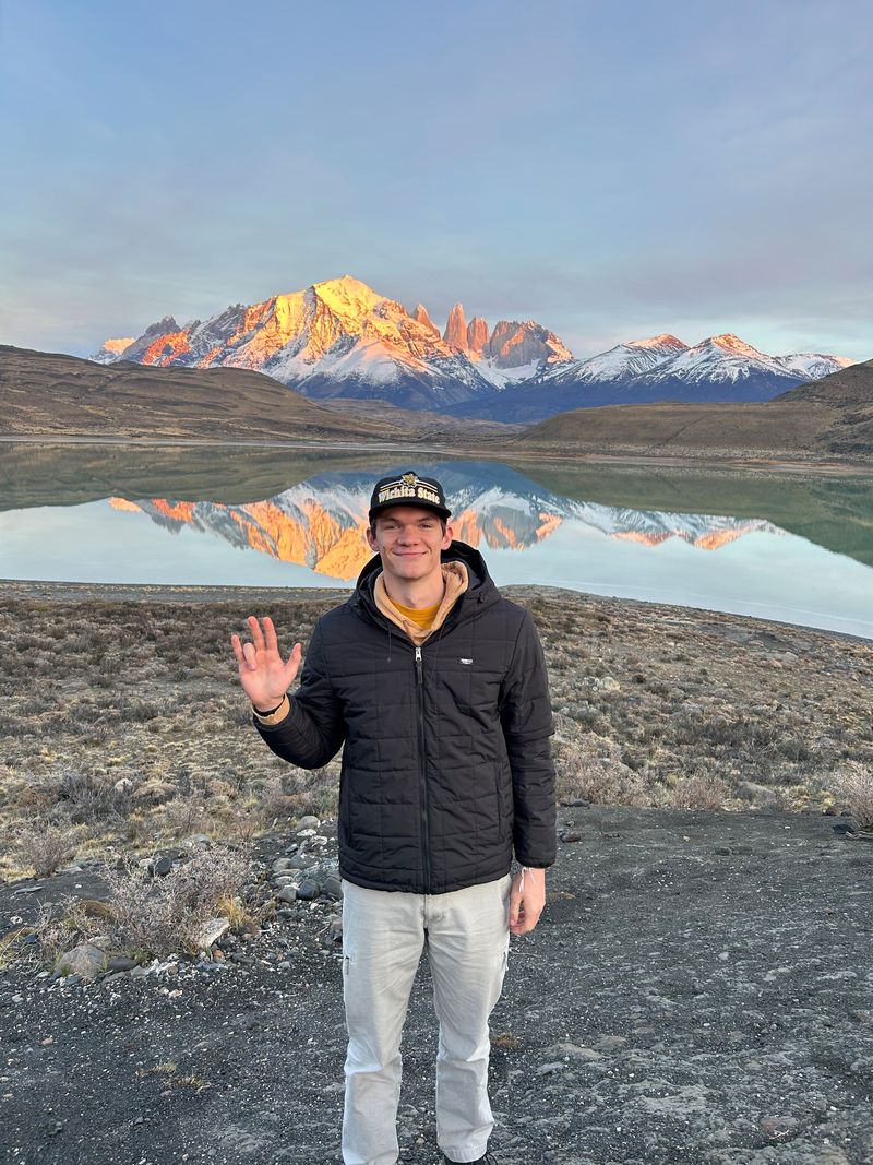 Owen in front of mountains