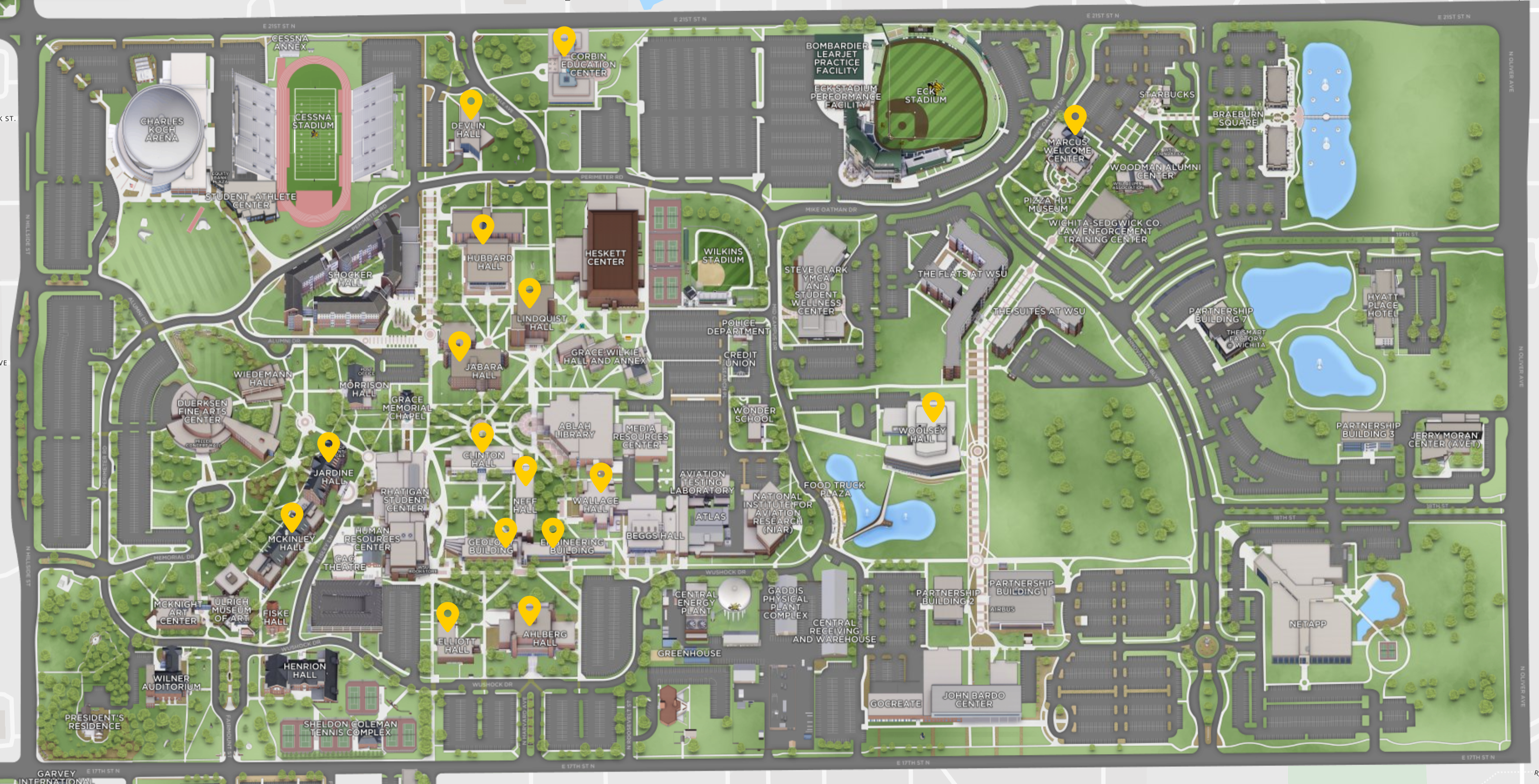 Campus Map with scheduling locations marked