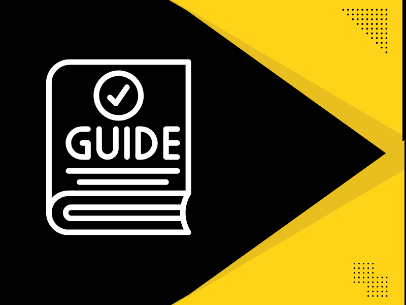 decorative element with yellow and black background with a paper guide