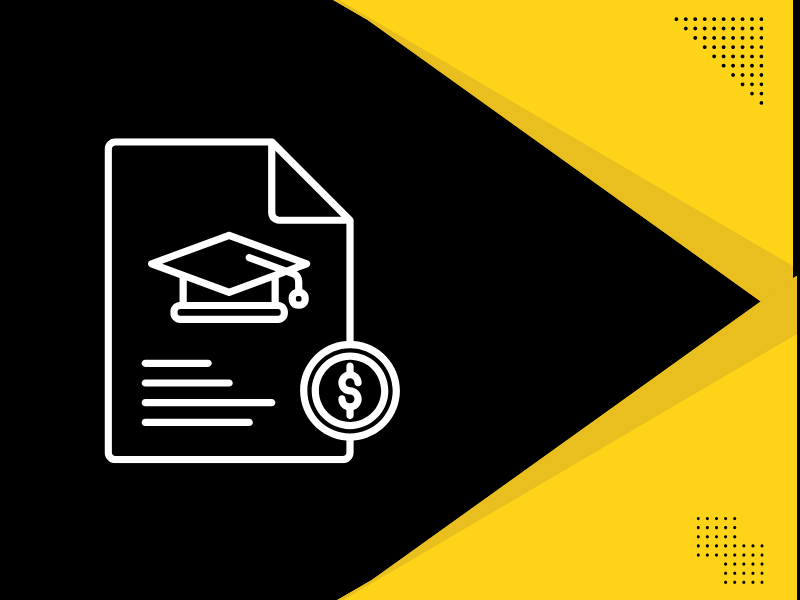 decorative element with a dollar sign and grad cap