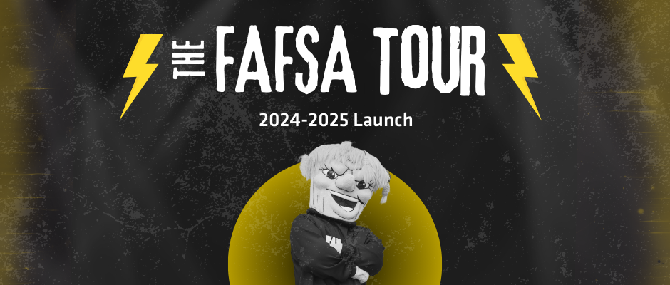 A rock concert themed graphic titled "The FAFSA Tour" including Wu. 