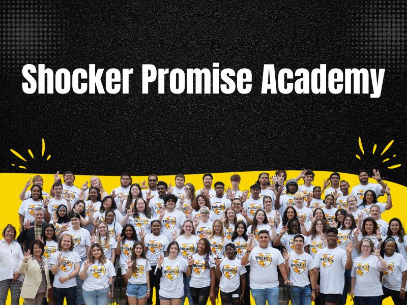Decorative header for Shocker Promise Academy with pictures of all participants and mentors