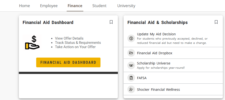 Screen grab of new MyWsu Fin Aid page Screen grab of new MyWsu Fin Aid page