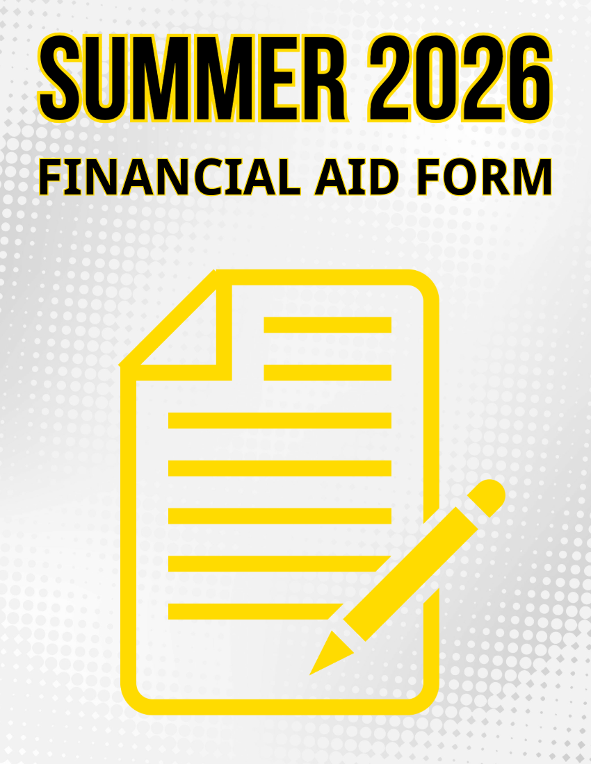 Summer 2026 Financial Aid Form with pencil and paper graphic