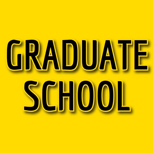 graduate school text on yellow background