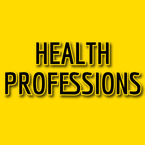 health professions text on yellow background