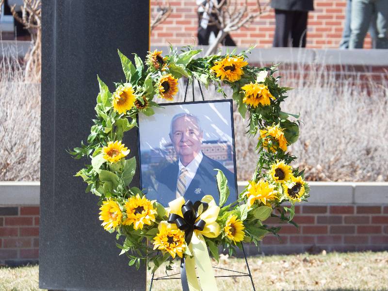 Memorial wreath for Dr. John Bardo
