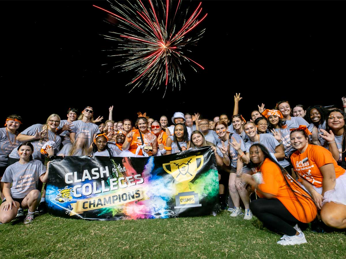College of Health Professions students celebrating after winning Clash of the Colleges