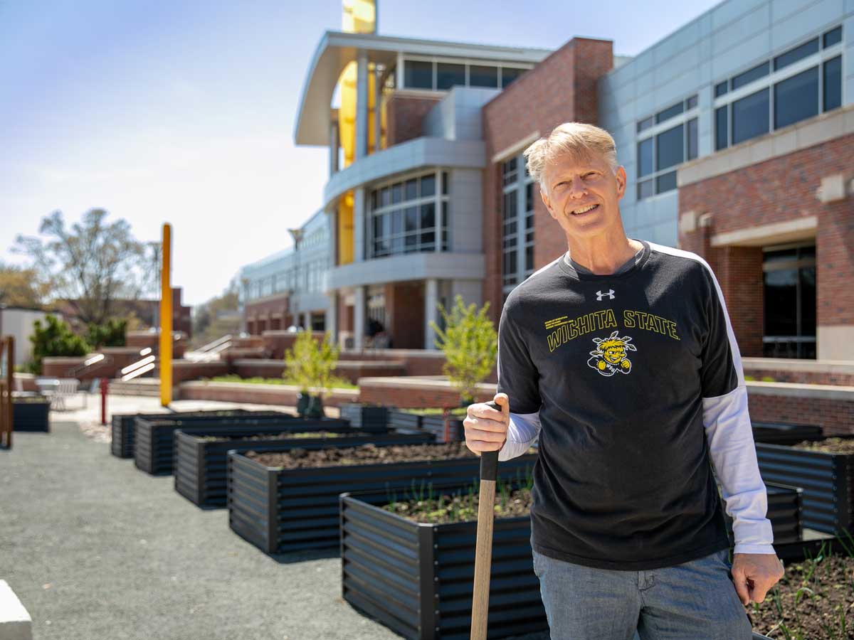 Rick Case finishes his work at the new Community Garden location