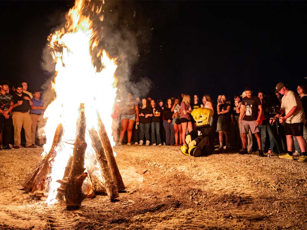 Shockers and Wu gather at the bonfire for Shocktoberfest