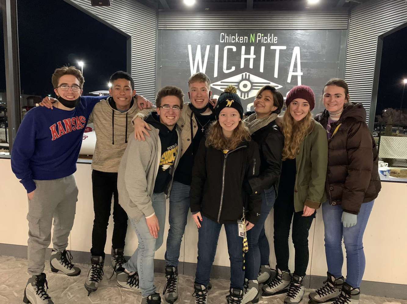 Students ice skating