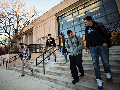 Students exiting Clinton Hall