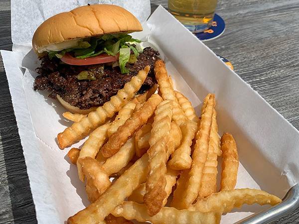Wheatly's burger, fries and beer