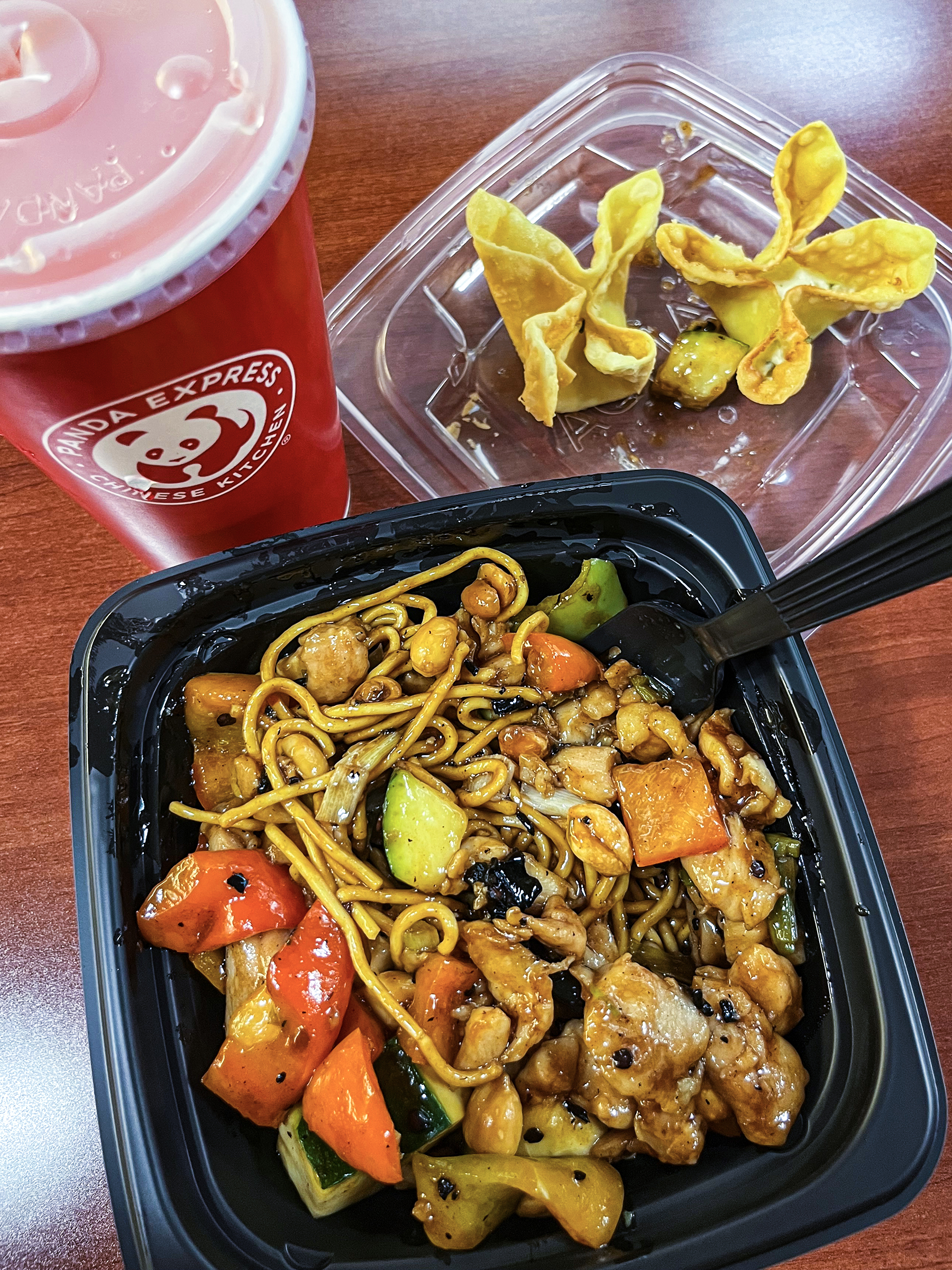 RSC Panda Express Kung Pao Chicken with Chow Mein and Cream Cheese Rangoon.