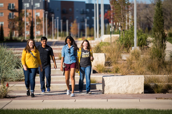 Students walk through Wichita State's Innovation Campus.