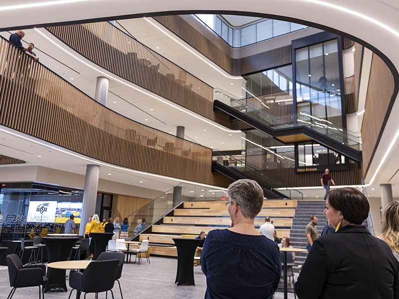 A view of the atrium inside the new Woolsey Hall.