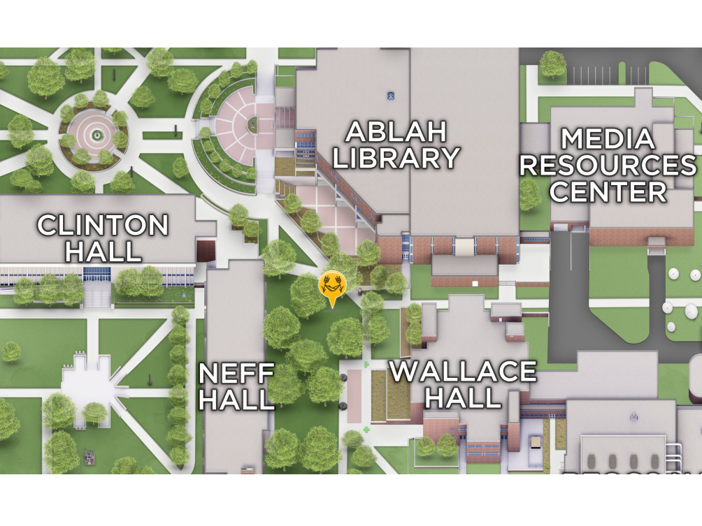 Map showing location of Wichita State's hammock lounge.
