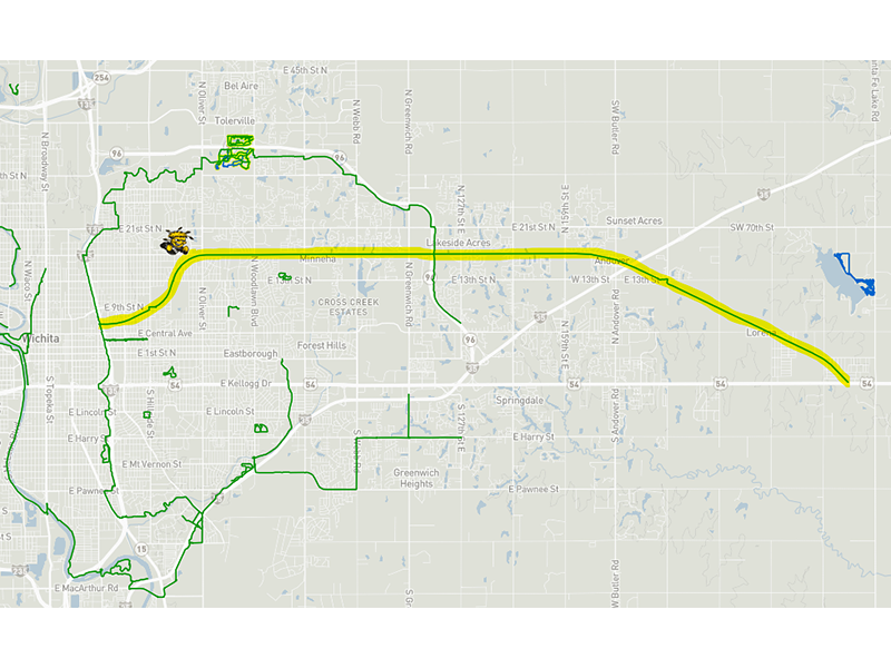 Map of Wichita trails with Redbud highlighted.
