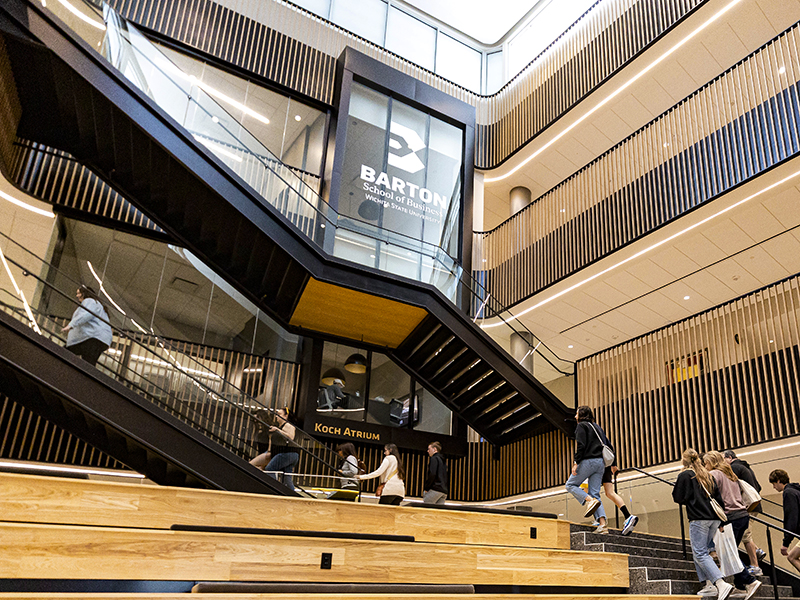 The main atrium in Woolsey Hall - home of the Barton School of Business.