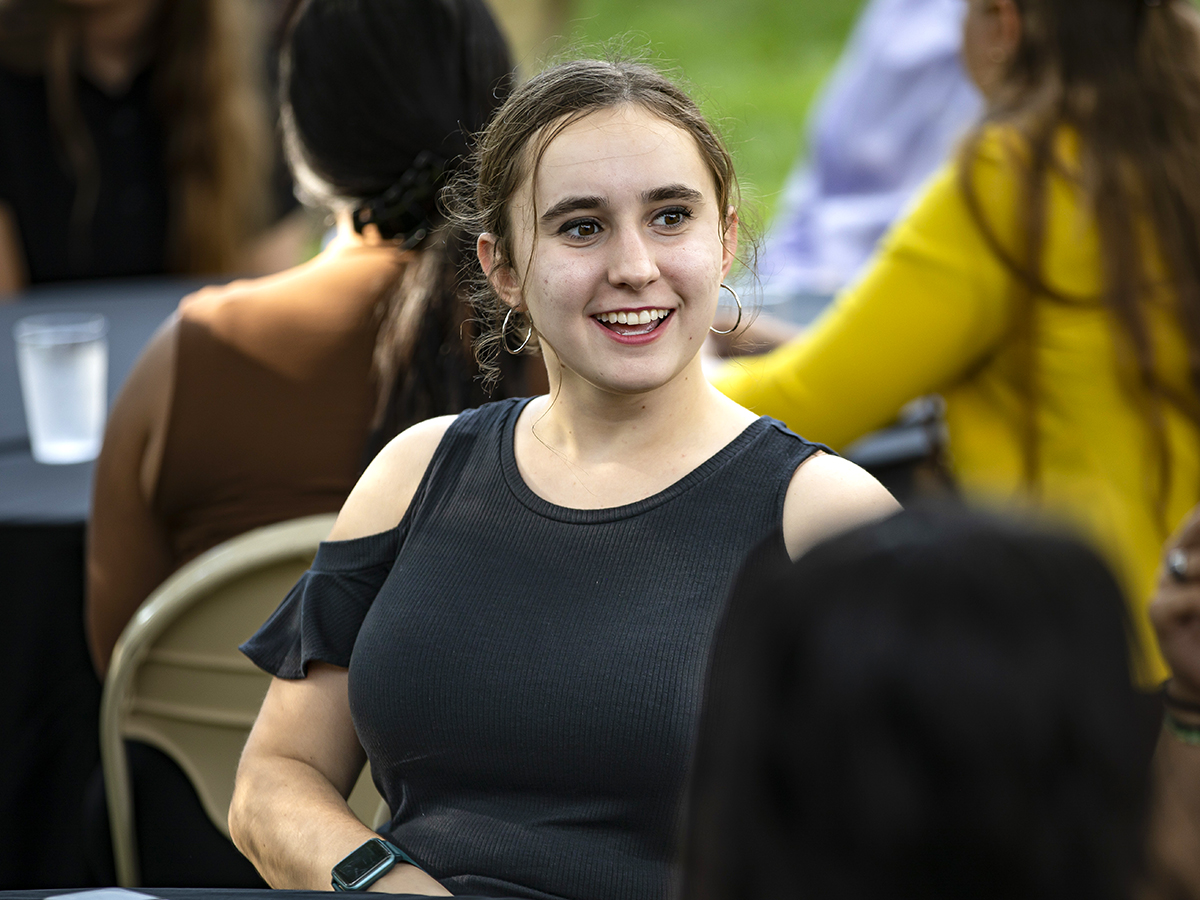 Jenna Vilkas as a member of Wichita State's Student Ambassador Society during the 2023 President's Dinner.