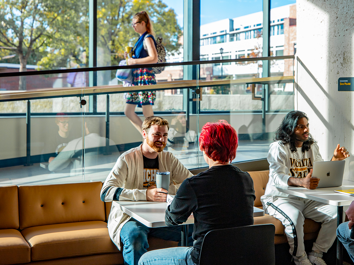Students insdie the Shocker Success Center.
