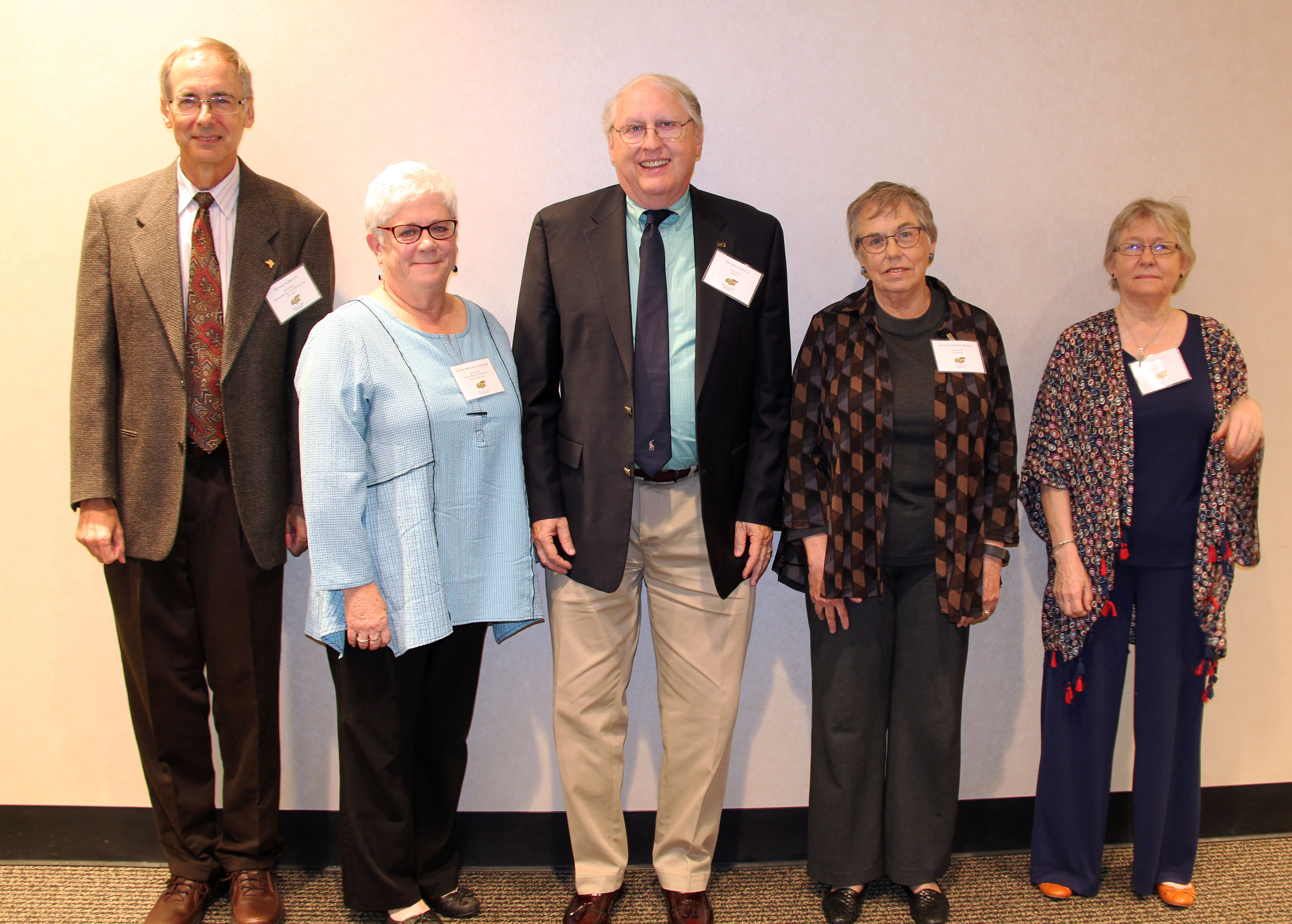 Photo of Inductees - Kenneth Miller, Nancy Snyder, Nicholas Smith, Donna Hawley Wolfe, Tina Bennett. Not shown: Barbara Hodson and Eunice Myers.