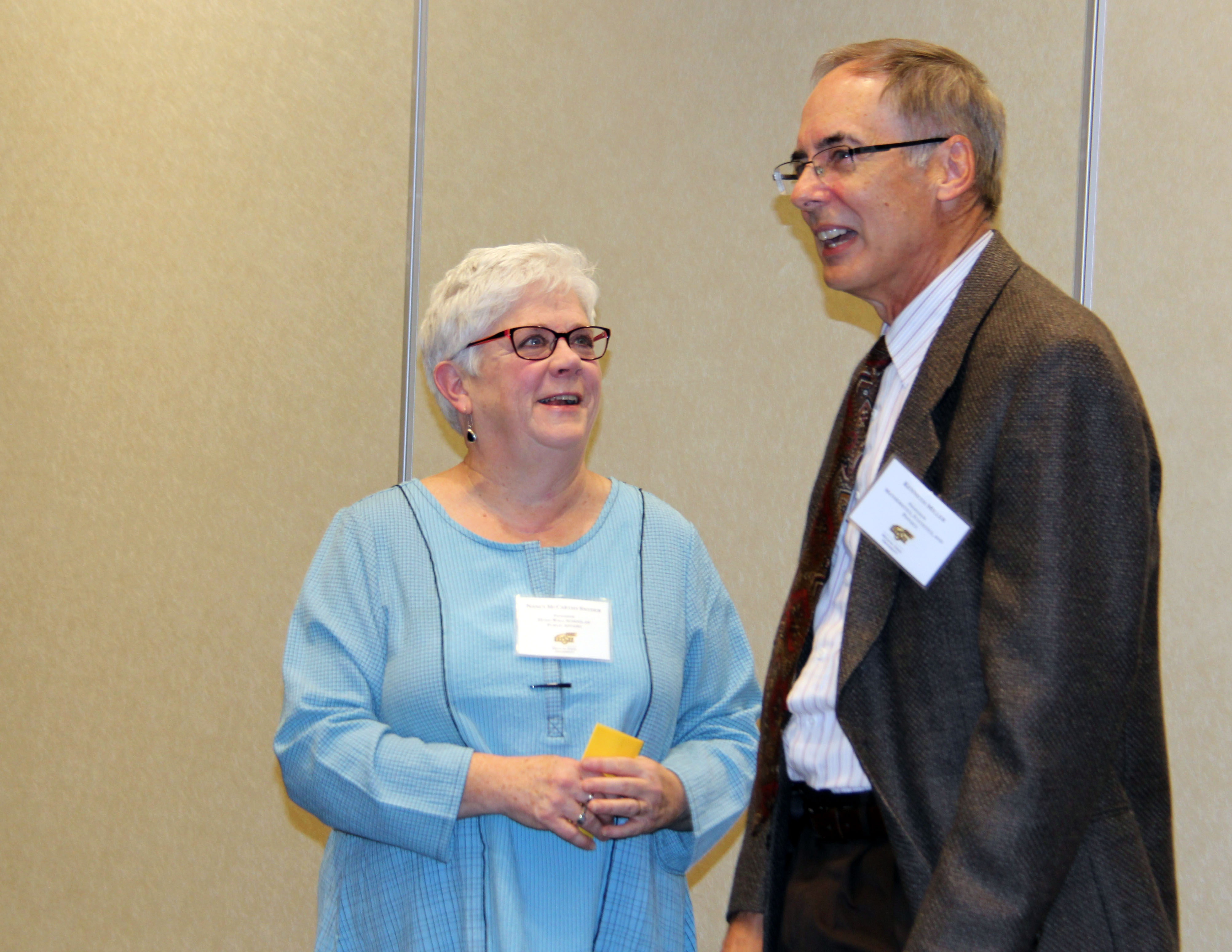 Photo of Nancy Snyder and Kenneth Miller at the reception.