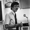 Dr. Bardo teaching sociology course at Wichita State in the 1970s.