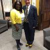 Showing his Shocker Spirit with Vice President for Diversity and Community Engagement Marché Fleming-Randle.