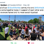Protestors near Wichita State's campus.