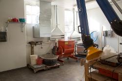 Ceramics studio equipment including Bluebird Dough Mixer