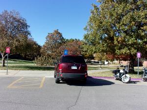 Photo of ADA parking northeast of Ahlberg and South of Engineering Building. 